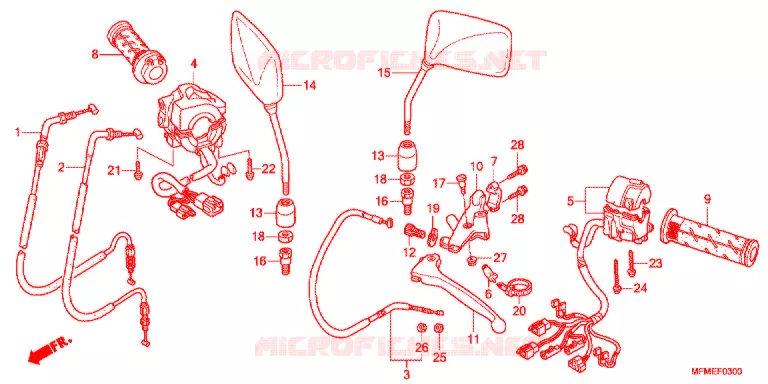 LEVIER DE GUIDON - CABLE - COMMODO Honda MOTO 400 CB 2011  CB400C