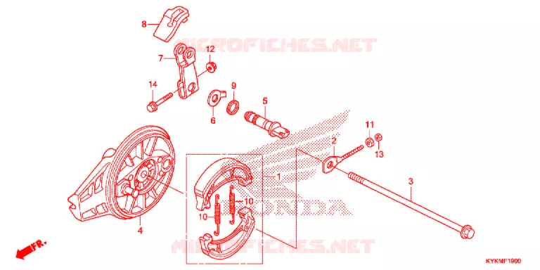 FLASQUE - MACHOIRES DE FREIN ARRIERE Honda MOTO 110 CRF 2021  CRF110FM