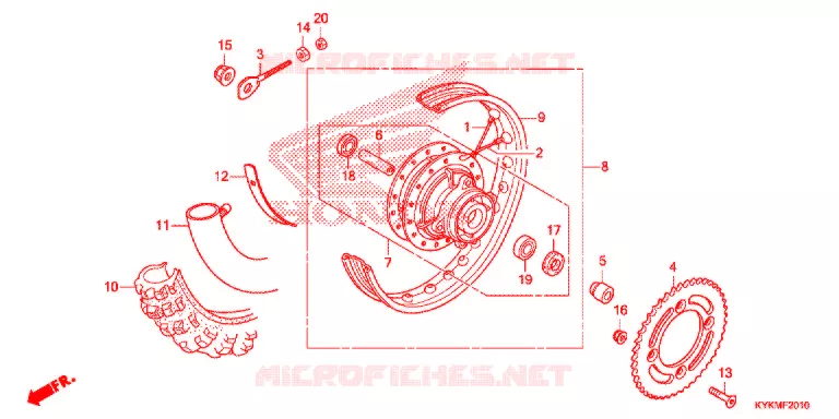 ROUE ARRIERE Honda MOTO 110 CRF 2021  CRF110FM