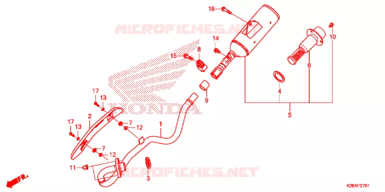 SILENCIEUX D'ECHAPPEMENT (CRF125F/FB'19,'20,'21) Honda MOTO 125 CRF 2021  CRF125FM