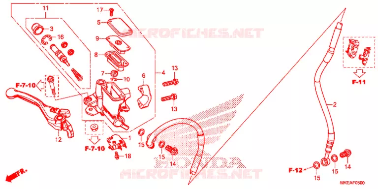 MAITRE CYLINDRE DE FREIN AVANT Honda MOTO 450 CRF 2021  CRF450RLM