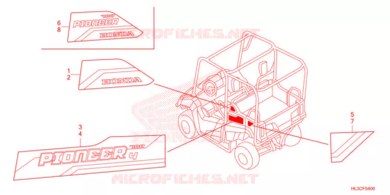 AUTOCOLLANTS Honda ATV 700 PIONEER 2021  SXS700M4DM