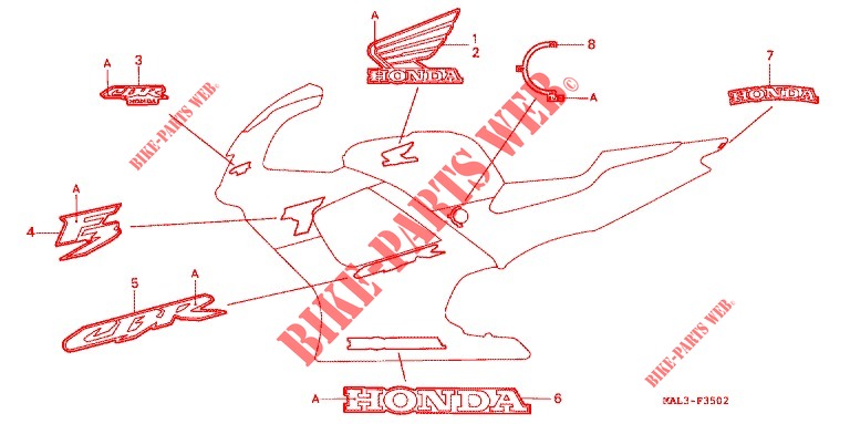 MARQUE (CBR600F3V TYPE3) pour Honda CBR 600 F3 de 1997