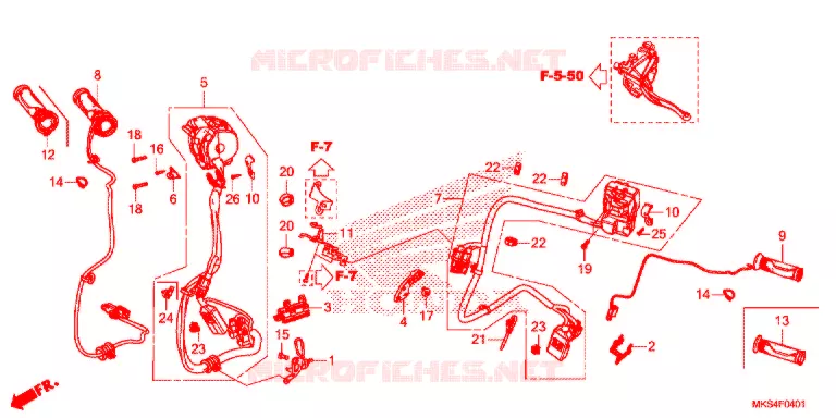 LEVIER DE GUIDON/COMMUTATEUR/CABLE (DCT) Honda MOTO 1100 AFRICA-TWIN 2021  CRF1100DM
