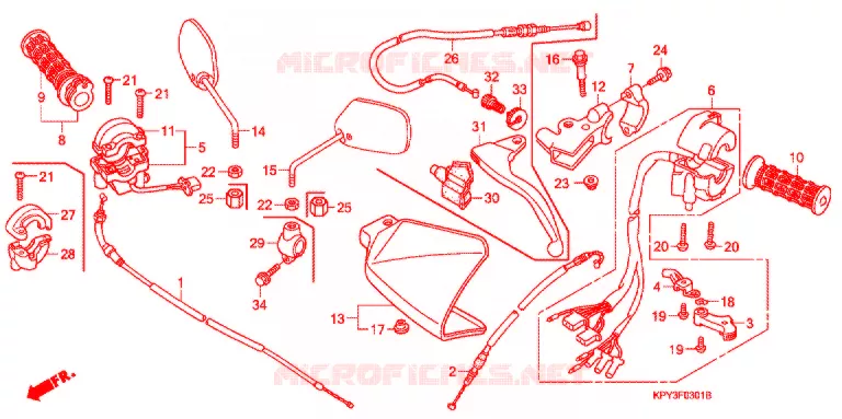COMMUTATEUR/CABLE/MIROIR (2) Honda MOTO 125 XRM 2012  CFT125MRCA