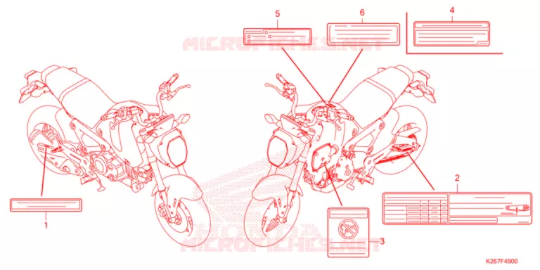 ETIQUETTE DE PRECAUTIONS (CA,LO,2KO,KO) Honda MOTO 125 MSX 2021  MSX125M