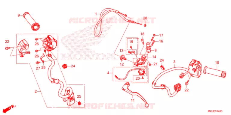 LEVIER DE GUIDON - CABLE - COMMODO Honda MOTO 1000 CB 2022  CB1000RAM_BE