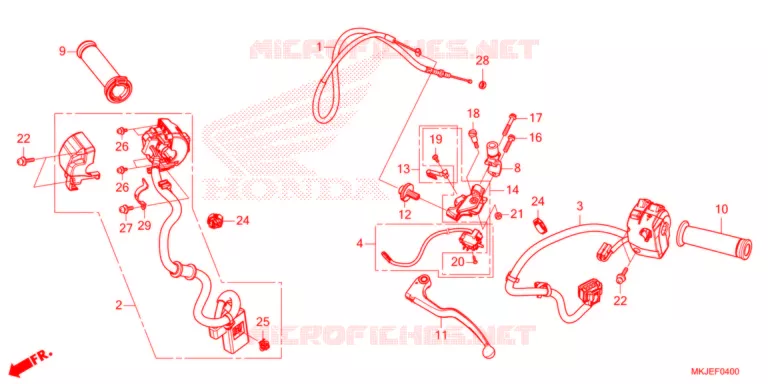 LEVIER DE GUIDON - CABLE - COMMODO Honda MOTO 1000 CB 2022  CB1000RAM_BE