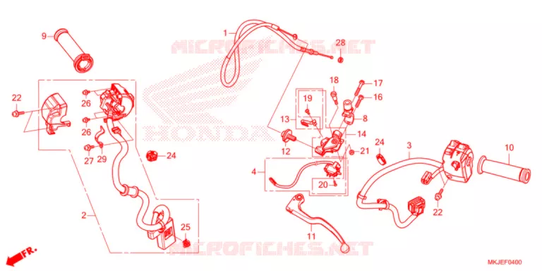 LEVIER DE GUIDON - CABLE - COMMODO Honda MOTO 1000 CB 2021  CB1000RAM