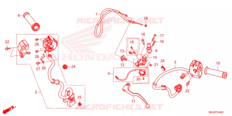 LEVIER DE GUIDON - CABLE - COMMODO Honda MOTO 1000 CB 2021  CB1000RAM