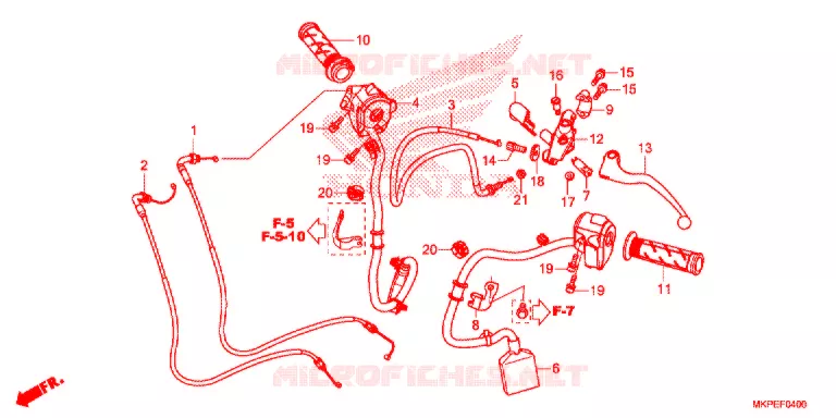 LEVIER DE GUIDON - CABLE - COMMODO Honda MOTO 500 CB 2021  CB500FAM