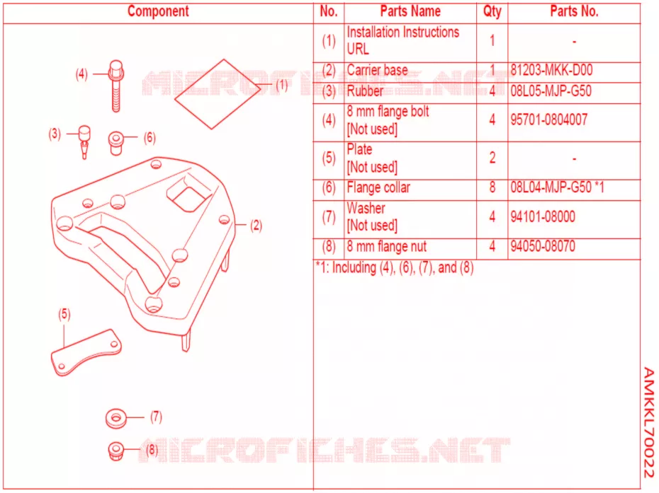 SUPPORT PLATINE ARRIERE Honda MOTO 300 CRF 2021  CRF300LRAM