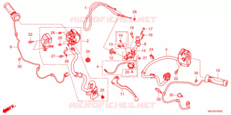 LEVIER DE GUIDON - CABLE - COMMODO Honda MOTO 1000 CB 2022  CB1000RAM