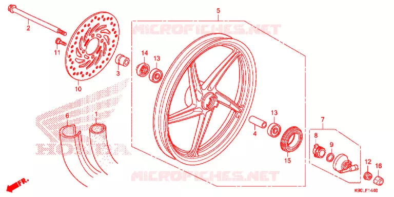ROUE AVANT (MOULURE/FREIN A DISQUE) Honda MOTO 110 WAVE 2020  AFP110CSFL