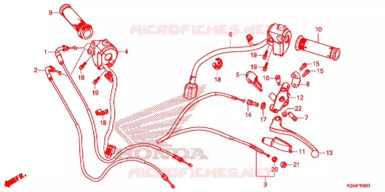 LEVIER DE GUIDON - CABLE - COMMODO Honda MOTO 300 CB 2021  CBF300NAM_A