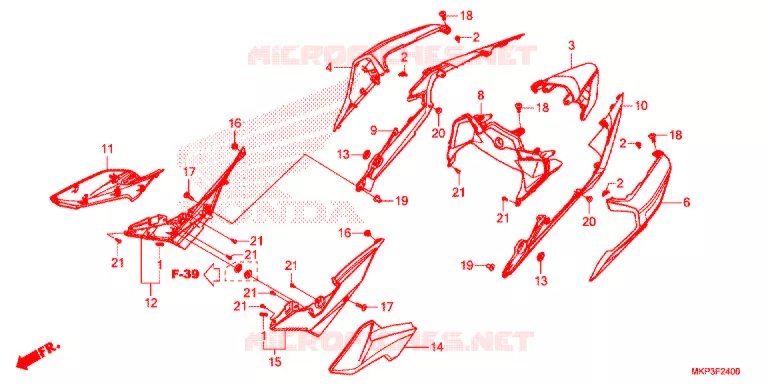 COUVERCLES LATERAUX - ARRIERES Honda MOTO 500 CBR 2021  CBR500RAM
