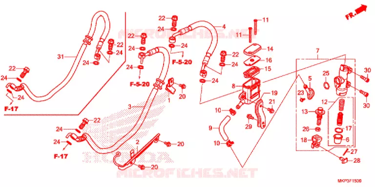 MAITRE CYLINDRE DE FREIN ARRIERE Honda MOTO 500 CBR 2021  CBR500RAM