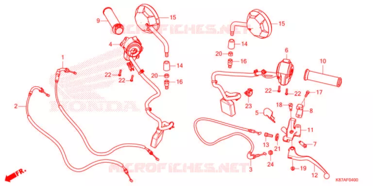 LEVIER DE GUIDON - CABLE - COMMODO Honda MOTO 300 REBEL 2021  CMX300AM