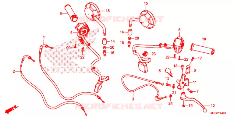 LEVIER DE GUIDON - CABLE - COMMODO Honda MOTO 500 REBEL 2021  CMX500AL
