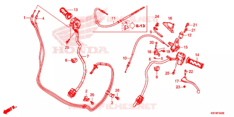 LEVIER DE GUIDON - CABLE - COMMODO Honda SCOOTER 150 PCX 2020  WW150AL