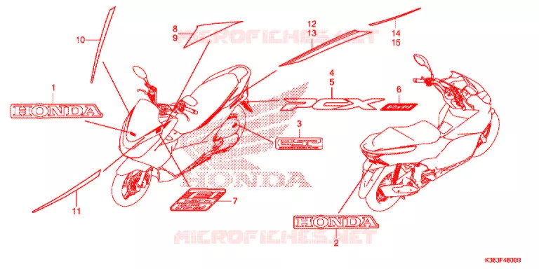AUTOCOLLANTS Honda SCOOTER 150 PCX 2017  WW150H