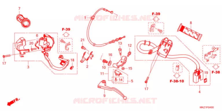 LEVIER DE GUIDON - CABLE - COMMODO Honda MOTO 600 CBR 2021  CBR600R3M