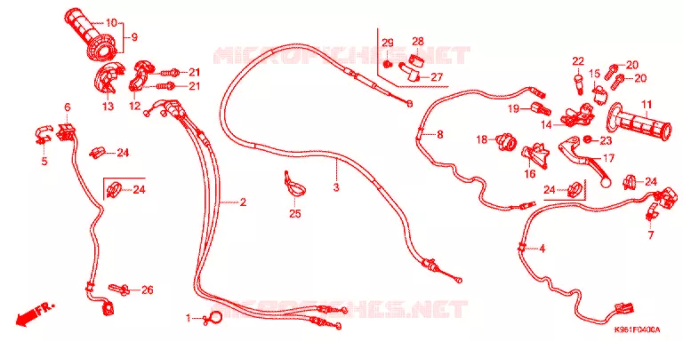 LEVIER DE GUIDON - CABLE - COMMODO Honda MOTO 250 CRF 2020  CRF250RL