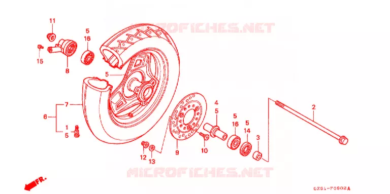 ROUE AVANT (SZ50P-2/R-2/T-2) Honda SCOOTER 50 TACT 1996  SZ50T_II
