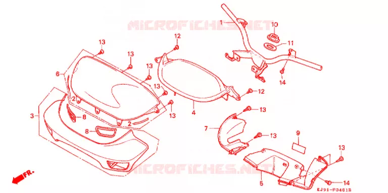 POIGNEE/REVETEMENT DE GUIDON (CH125H/N/P/R) Honda SCOOTER 125 SPACY 1990  CH125H