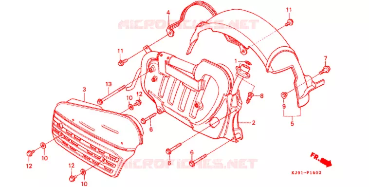 SILENCIEUX D'ECHAPPEMENT/GARDE-BOUE ARRIERE (CH125H/N/P/R) Honda SCOOTER 125 SPACY 1987  CH125H