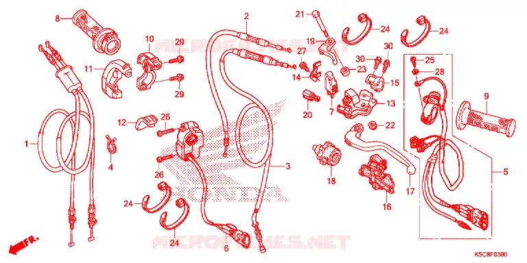 LEVIER DE GUIDON - CABLE - COMMODO Honda MOTO 250 CRF 2018  CRF250XH