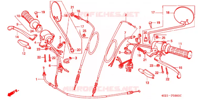 LEVIER DE GUIDON - CABLE - COMMODO Honda MOTO 125 CD 1988  CD125TJ