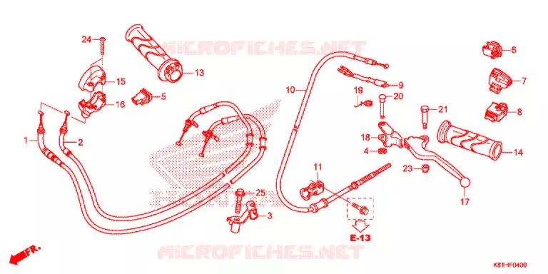 LEVIER DE GUIDON/COMMUTATEUR/CABLE (ACH110CSF) Honda SCOOTER 110 BEAT 2019  ACH110CBSK