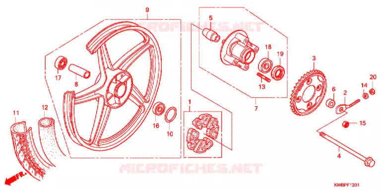 ROUE ARRIERE (AFP110CS) Honda MOTO 110 WAVE 2013  AFP110CSD
