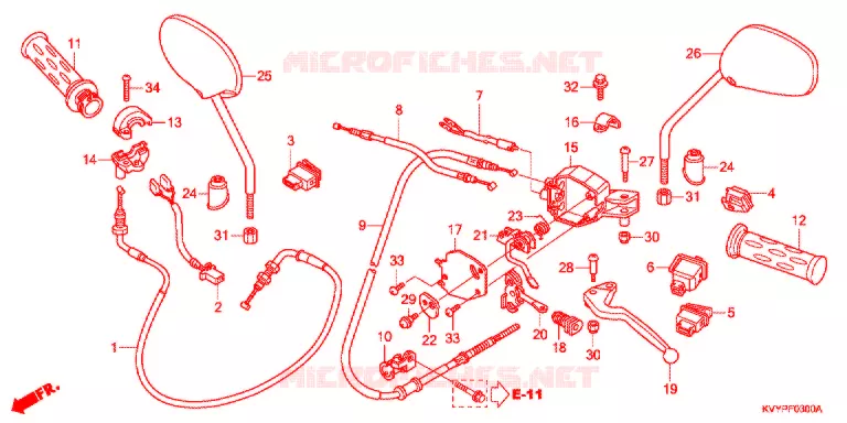 LEVIER DE GUIDON/COMMUTATEUR/CABLE (ANC110CBP/ACC110CB) Honda SCOOTER 110 BEAT 2014  ACC110CBC
