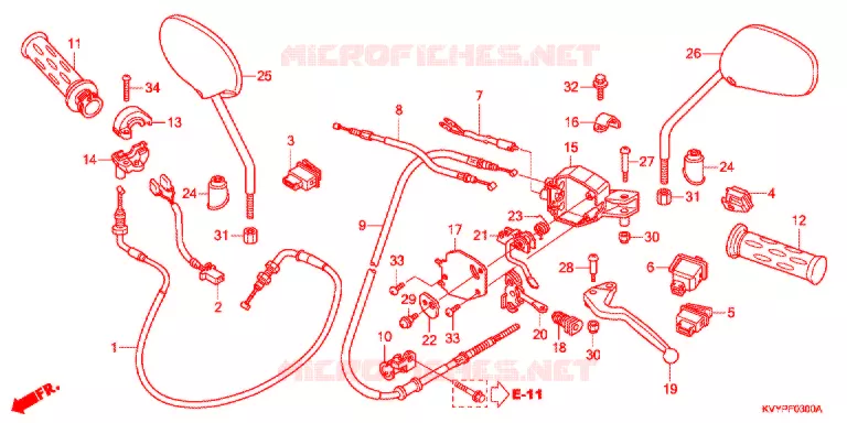 LEVIER DE GUIDON/COMMUTATEUR/CABLE (ANC110CBP/ACC110CB) Honda SCOOTER 110 BEAT 2009  ANC110CBP9