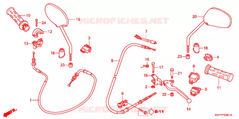 LEVIER DE GUIDON/COMMUTATEUR/CABLE (ANC110CSP/ACC110CS/S) Honda SCOOTER 110 BEAT 2011  ACC110CSB