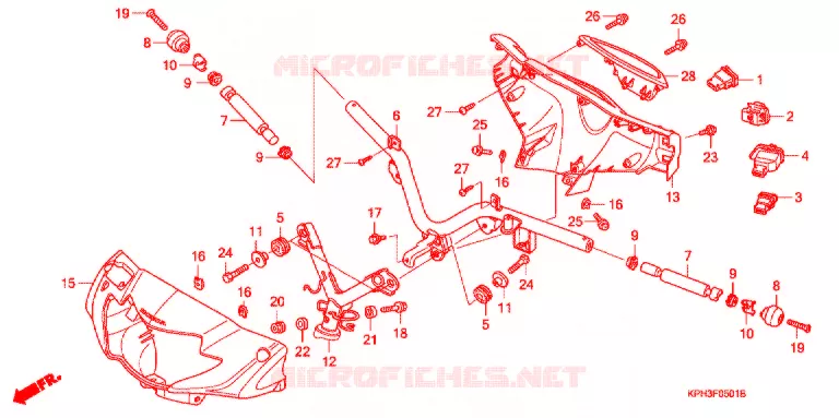 TUYAU DE GUIDON/REVETEMENT DE GUIDON/COMMUTATEUR (2) Honda MOTO 125 WAVE 2007  ANF125MSP7