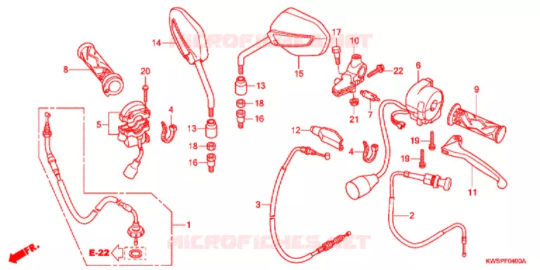 LEVIER DE GUIDON - CABLE - COMMODO Honda MOTO 110 CB 2015  CBF110MSE
