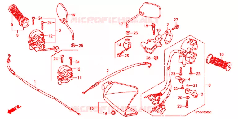 COMMUTATEUR/CABLE/MIROIR (1) Honda MOTO 110 XRM 2002  CFT1102
