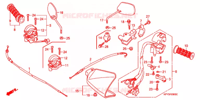 COMMUTATEUR/CABLE/MIROIR (1) Honda MOTO 110 XRM 2003  CFT110M3