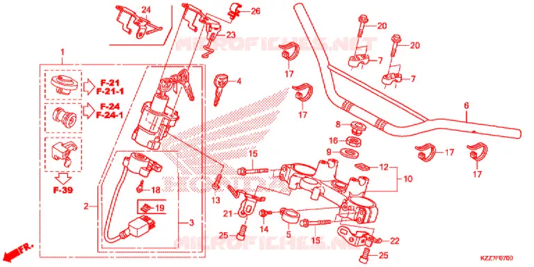 GUIDON - TE DE FOURCHE Honda MOTO 250 CRF 2020  CRF250LL