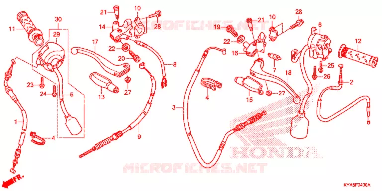 LEVIER DE GUIDON - CABLE - COMMODO Honda MOTO 150 TMX 2012  GL150D