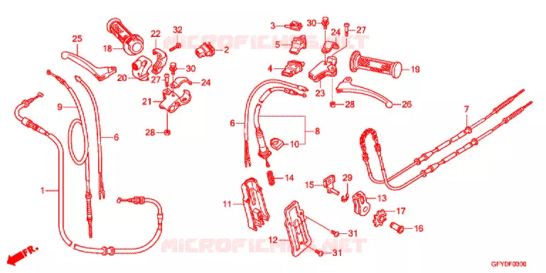 LEVIER DE GUIDON - CABLE - COMMODO Honda SCOOTER 50 GYRO 2022  NJ50MDJ_YD