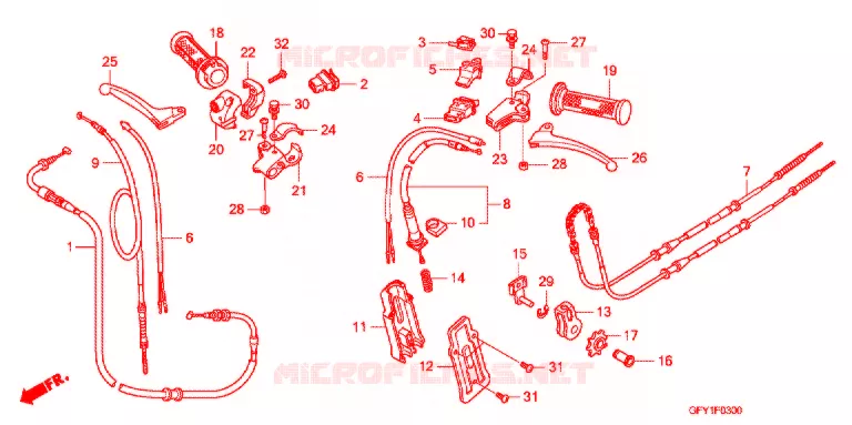 LEVIER DE GUIDON - CABLE - COMMODO Honda SCOOTER 50 GYRO 2018  NJ50MDJ_B
