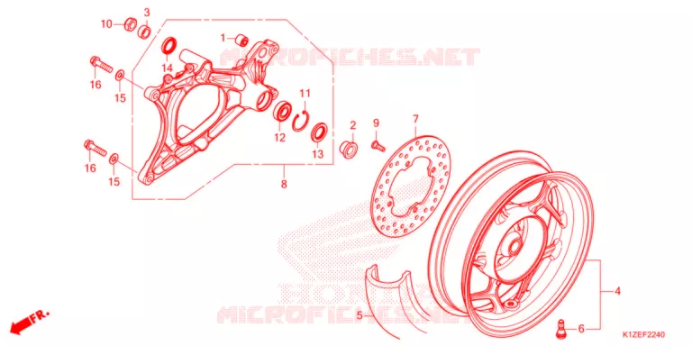 ROUE ARRIERE - BRAS OSCILLANT Honda SCOOTER 160 PCX 2021  WW150AM