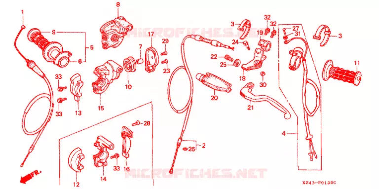 LEVIER DE GUIDON - CABLE - COMMODO Honda MOTO 125 CR 1992  CR125RN