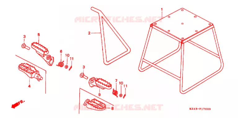 BEQUILLE - REPOSE PIEDS Honda MOTO 125 CR 1994  CR125RR