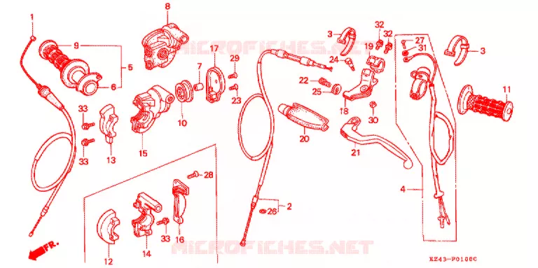 LEVIER DE GUIDON - CABLE - COMMODO Honda MOTO 125 CR 1994  CR125RR