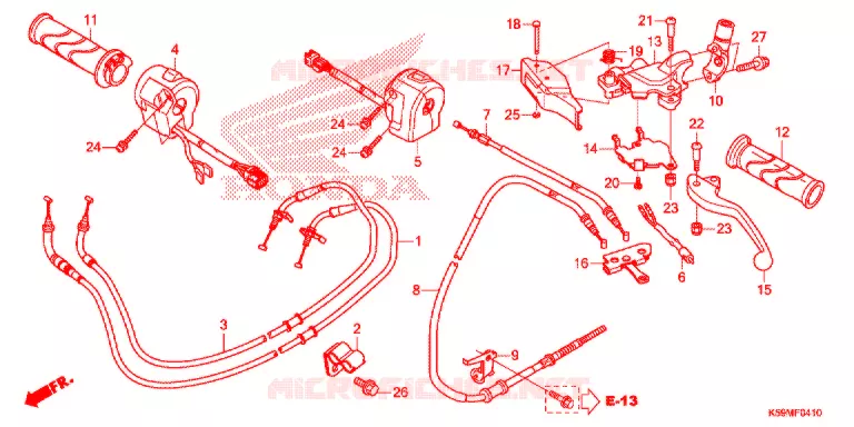 LEVIER DE GUIDON - CABLE - COMMODO Honda SCOOTER 150 VARIO 2021  ACB150CBTM